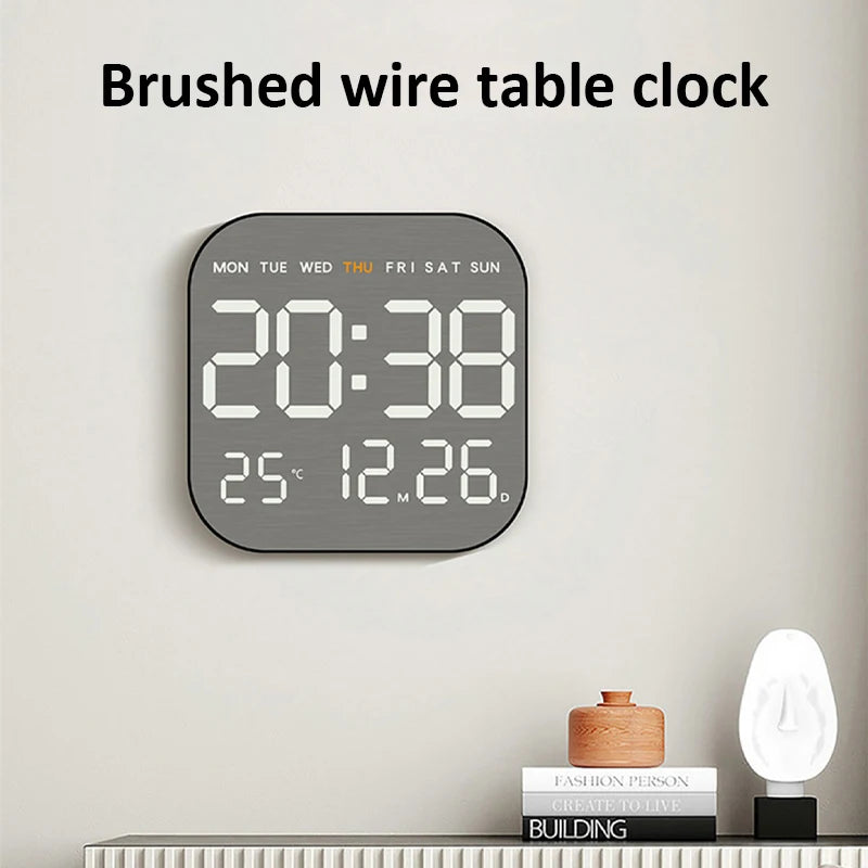 Mirror Brushed Finish Wall Clock Premium Feel Silent Wall Clock Table Alarm Clock Temp Display Bedroom Office Living
