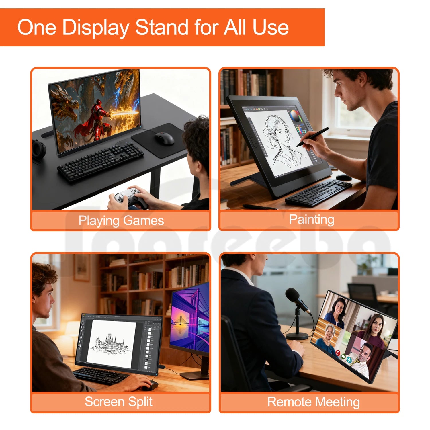 14-27’’ LCD Monitor Base Bracket/Digital Graphics Tablet Display Stand/Folding Universal Holder for WACOM/HUION/XP-PEN