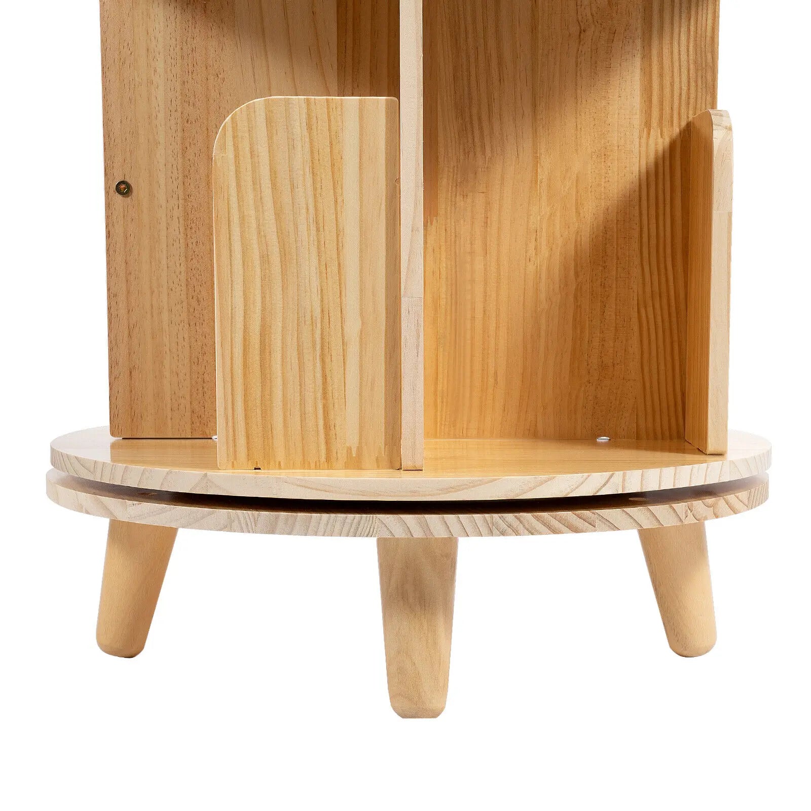 6-Tier 360° Rotating Bookshelf Pine Wood Storage Organizer for Kids Books Toys Home Decor