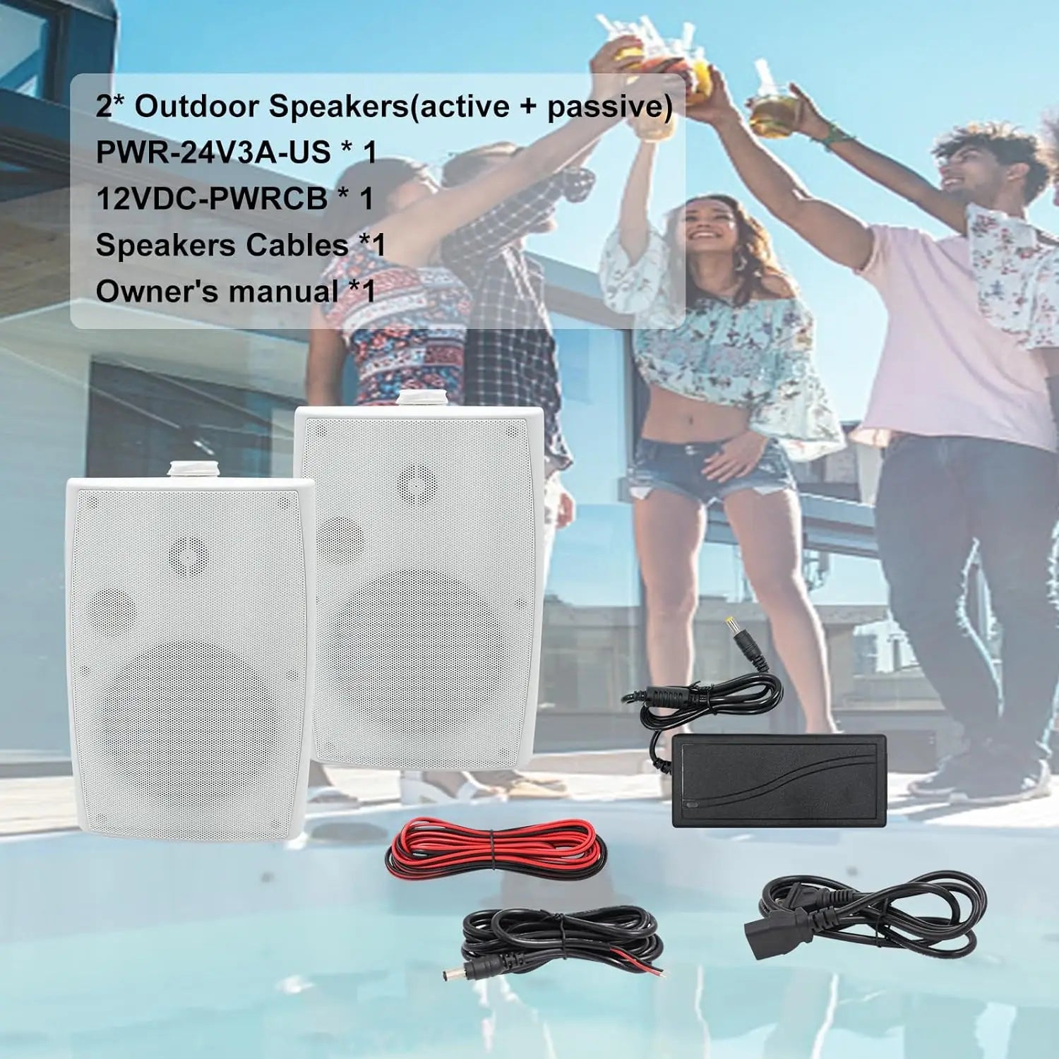 Herdio 6.5’’ 400W Indoor Outdoor Bluetooth Speakers Waterproof Wired With Powerful Bass 2 Way Wall Mount Speakers