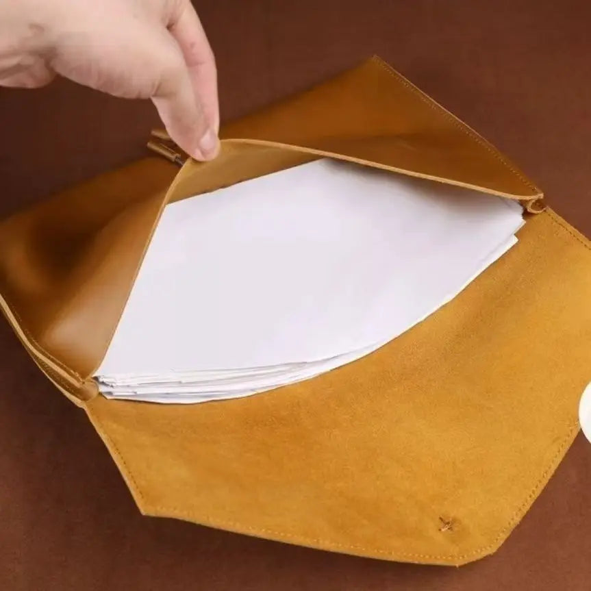 Genuine Leather A4 Document Bag Cow File Bag Crazy Horse Leather Official Document Bag Simple and Casual Document Bag