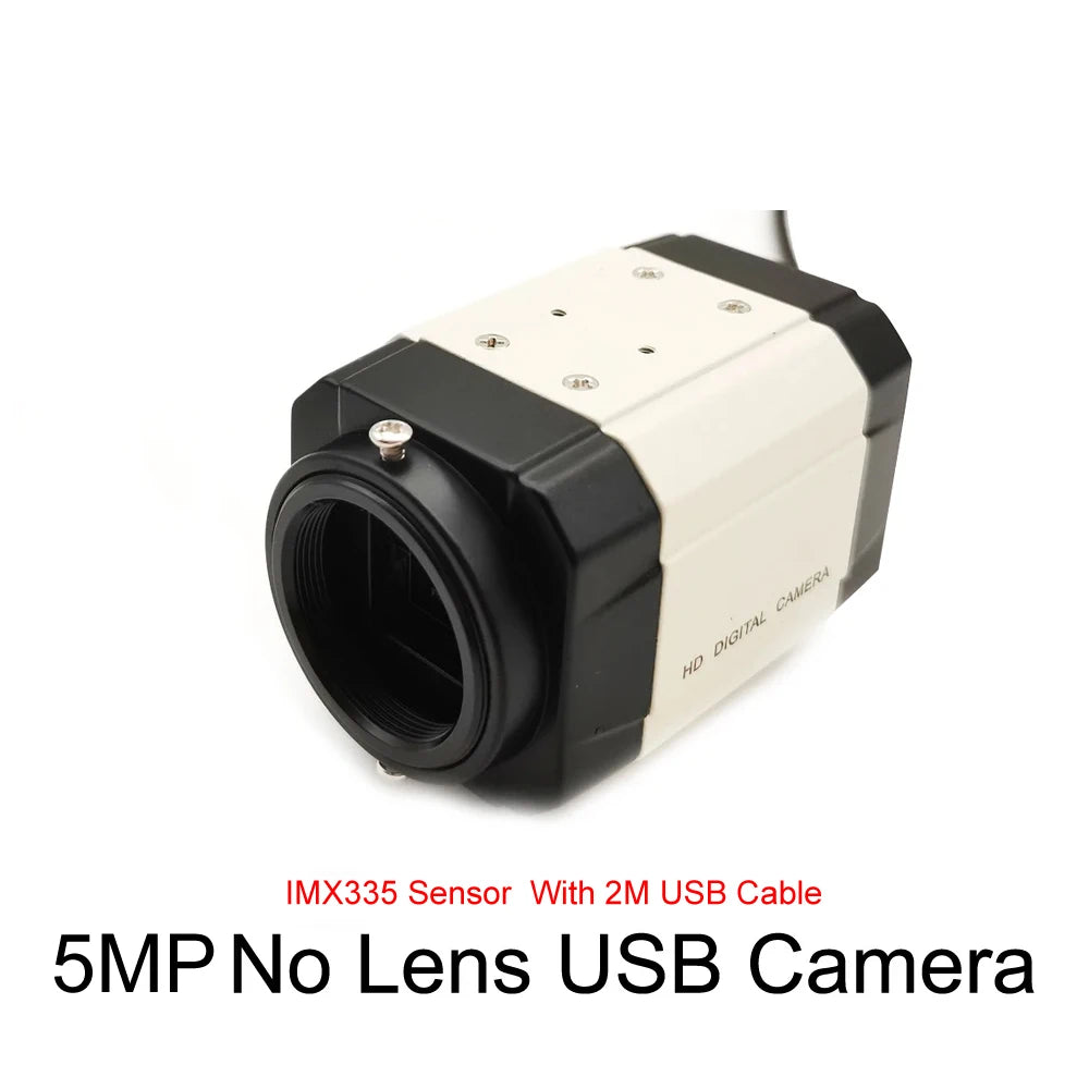 Industrial 5MP USB Webcam 30fps IMX335 With 2.8-12m/5-50mm Varifocal CS Lens 2K 4MP F5253 Usb Camera OTG UVC Plug