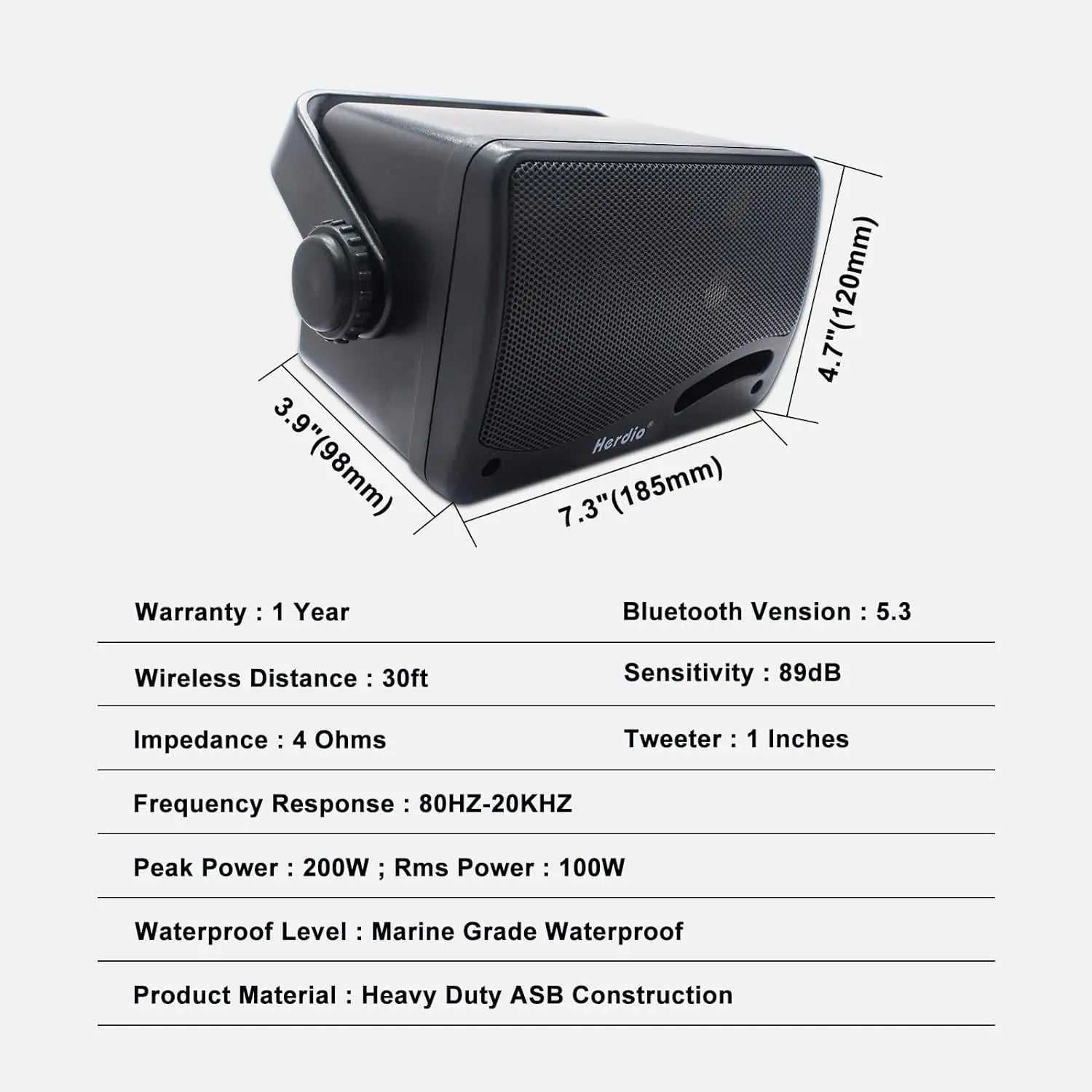 Herdio 3.5’’ Outdoor Bluetooth Speakers Waterproof 200W 3 Way Upgrade Premium Wall Mount Speakers Durable Mountable