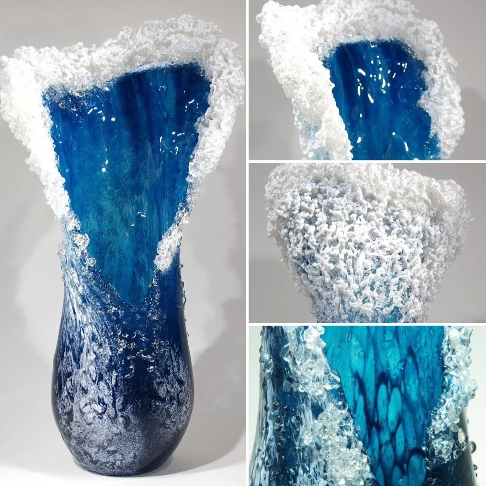 Sea Wave Vase Wavy Vase Resin Blue Wavy Vase For Office Living Room Decorations Coffee Shop Decor - As shown / United