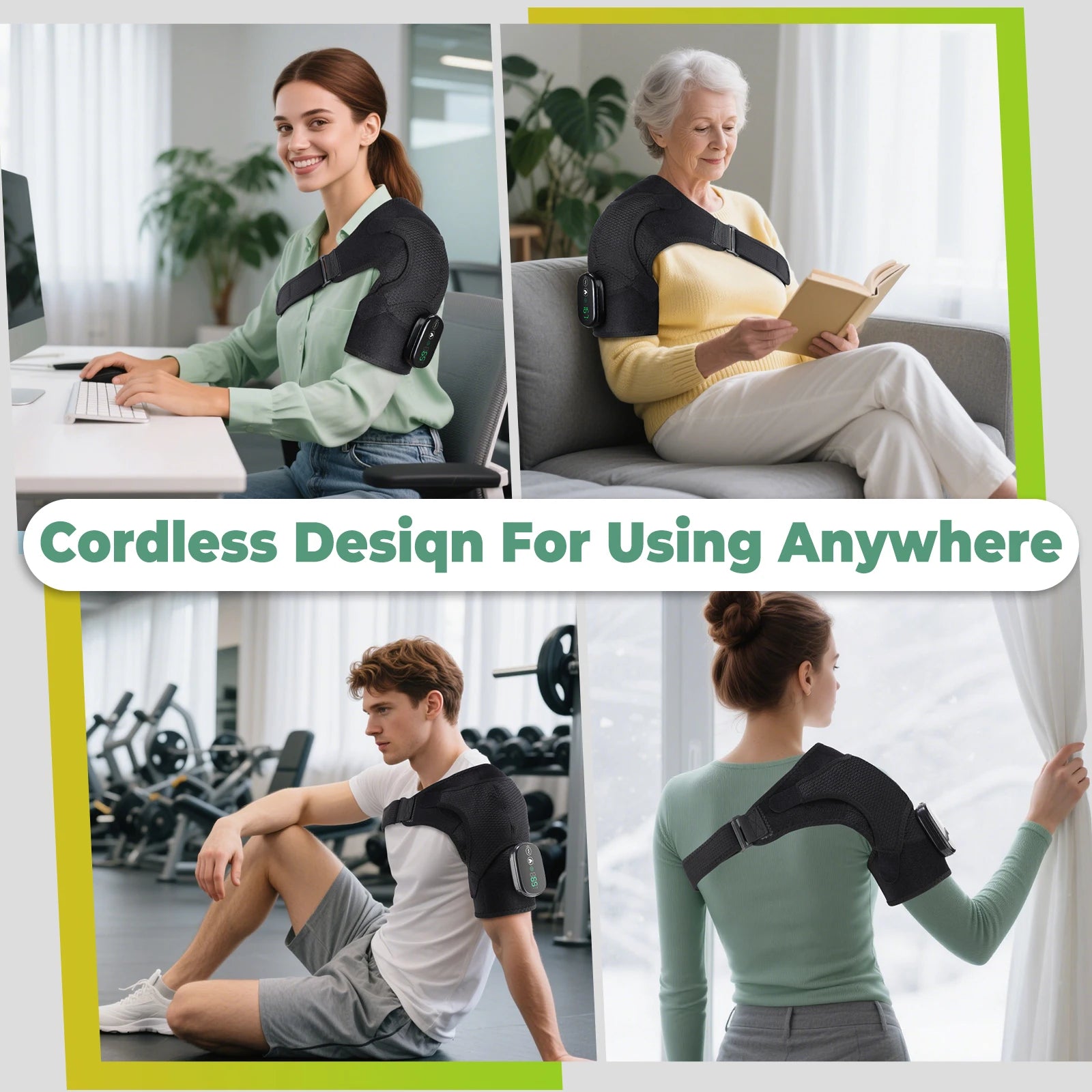 Electric Shoulder Massage Belt Brace Cordless Vibration Physiotherapy Muscle Relaxation Massager for Knee Elbow Support