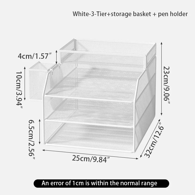 Metal file rack desktop file storage box integrated multi-layer document rack office desk bookshelf book stand