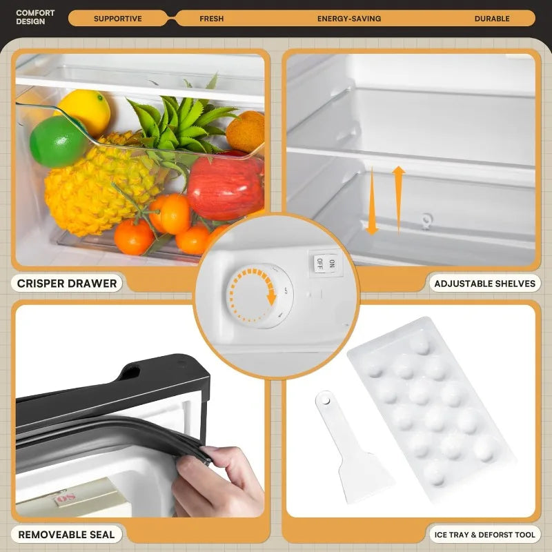 4.5 Cu.Ft Mini Fridge with Freezer Small Refrigerator with 2 Doors for Kitchen Dorm Office and Bedroom Mini Fridge