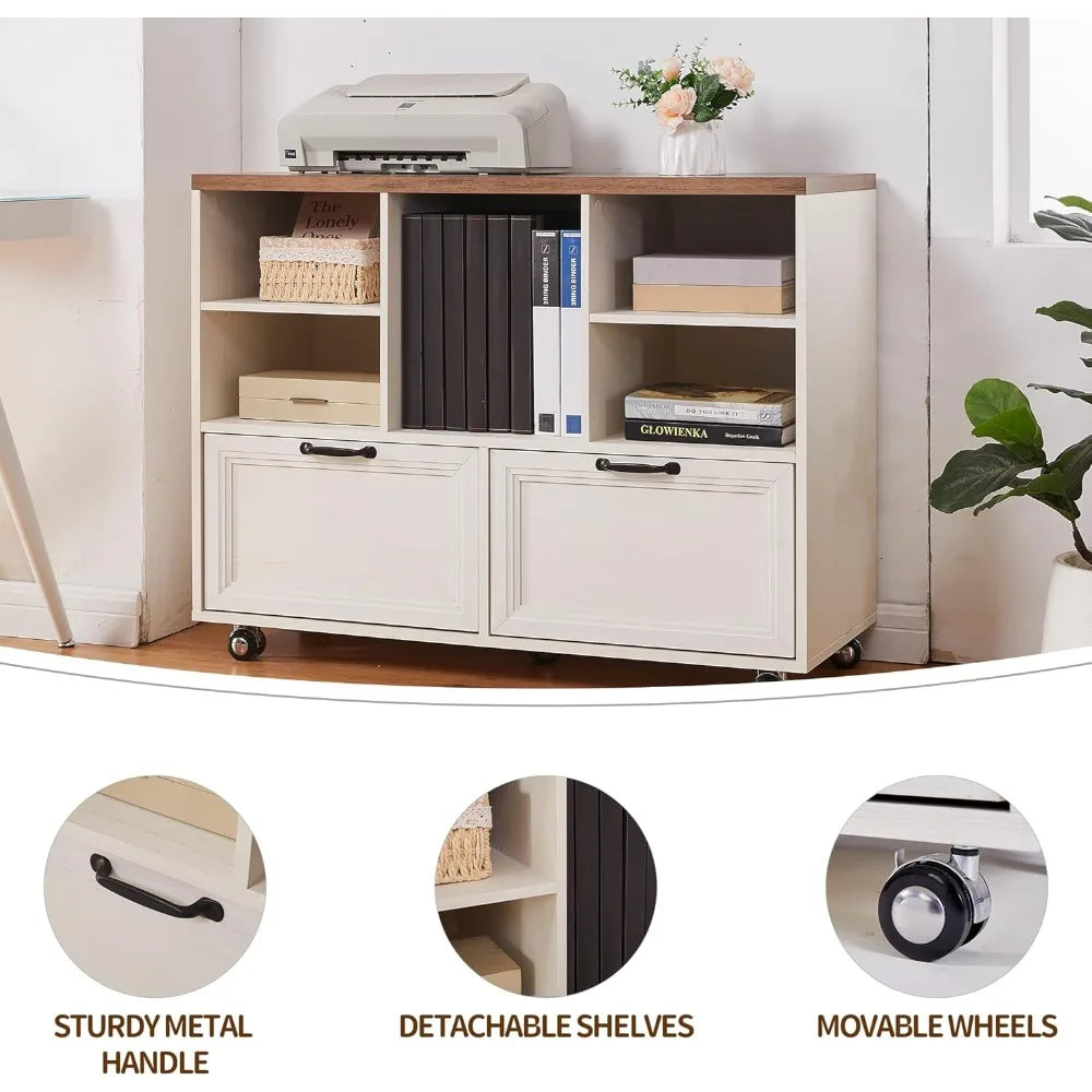 ’60’’ L-Shaped Farmhouse Desk - 40’’ Mobile File Cabinet & Charging Station Storage for Office/Home’ - United States