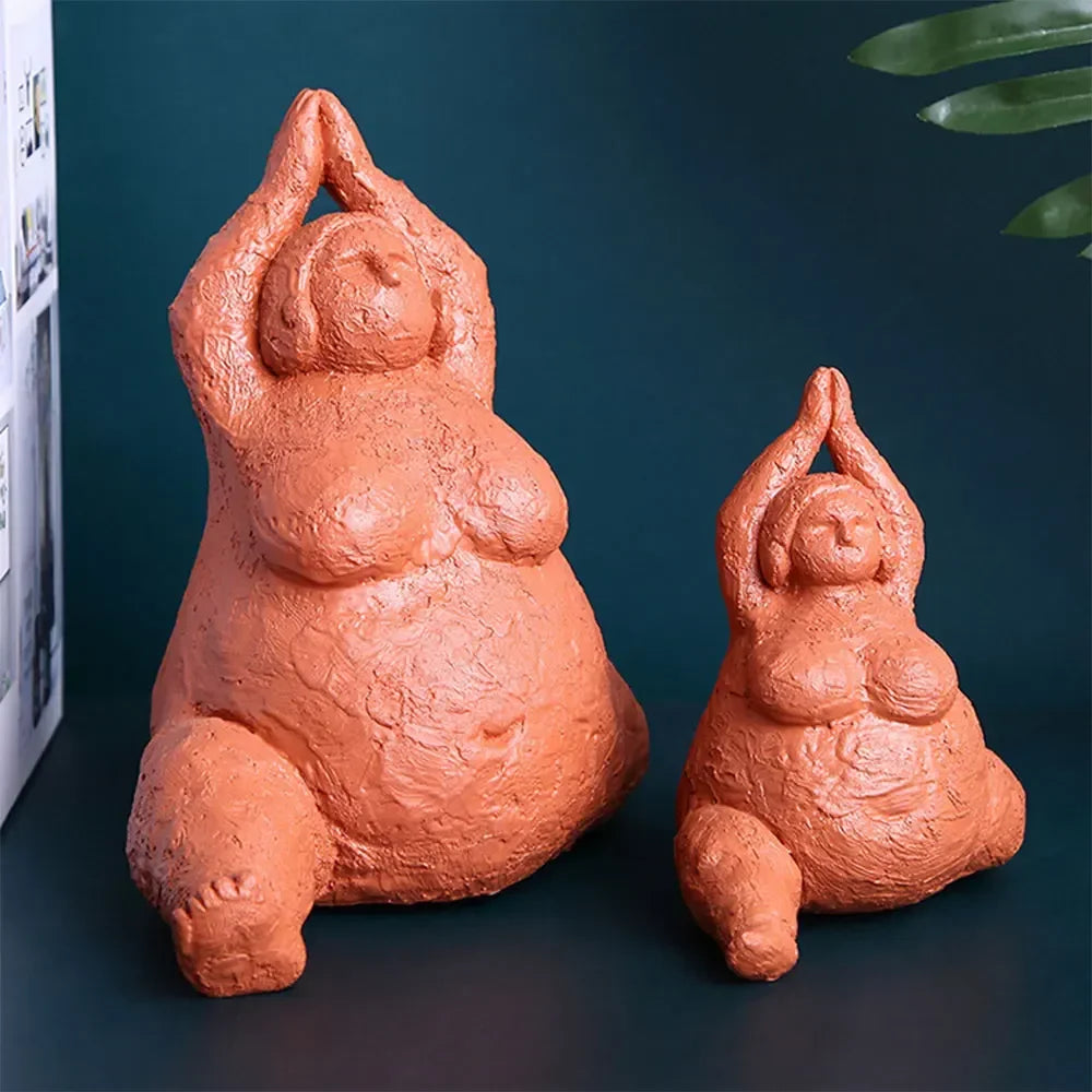 Resin Abstract Fat Lady Yoga Statue Home Decor Decoration Room Figurines For Interior Desk Accessories Sculptures Nordic
