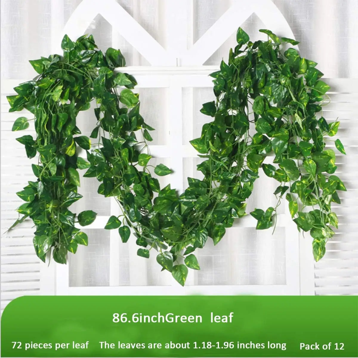 100/2M Artificial Green Ivy Vine Garland Fake Leaf Plants Rattan Hanging Creeper Garlands for Garden Wedding Party Wall
