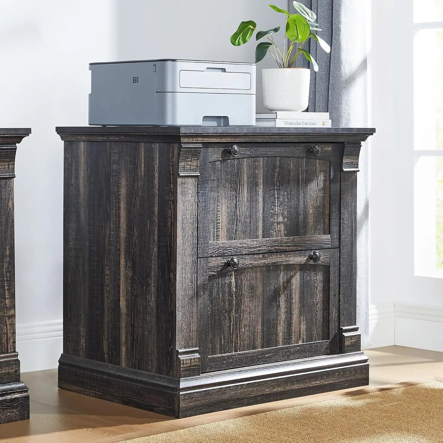 Farmhouse File Cabinet with 2 Drawers 30’’ Lateral Filing Cabinet with Hanging File Folders Interlocking Drawers