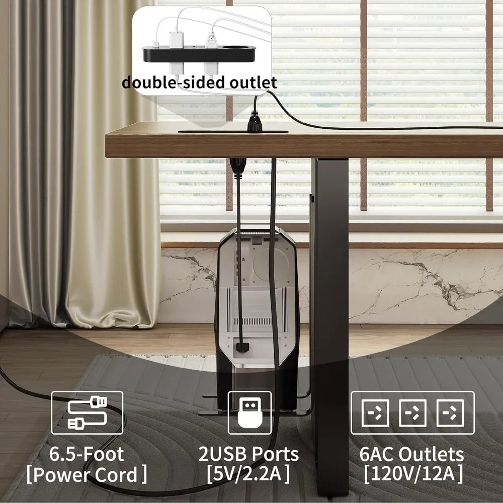 60-Inch Large Executive Desk Modern Minimalist Wooden Computer Office Desk Workstation with Extra Thick Tabletop