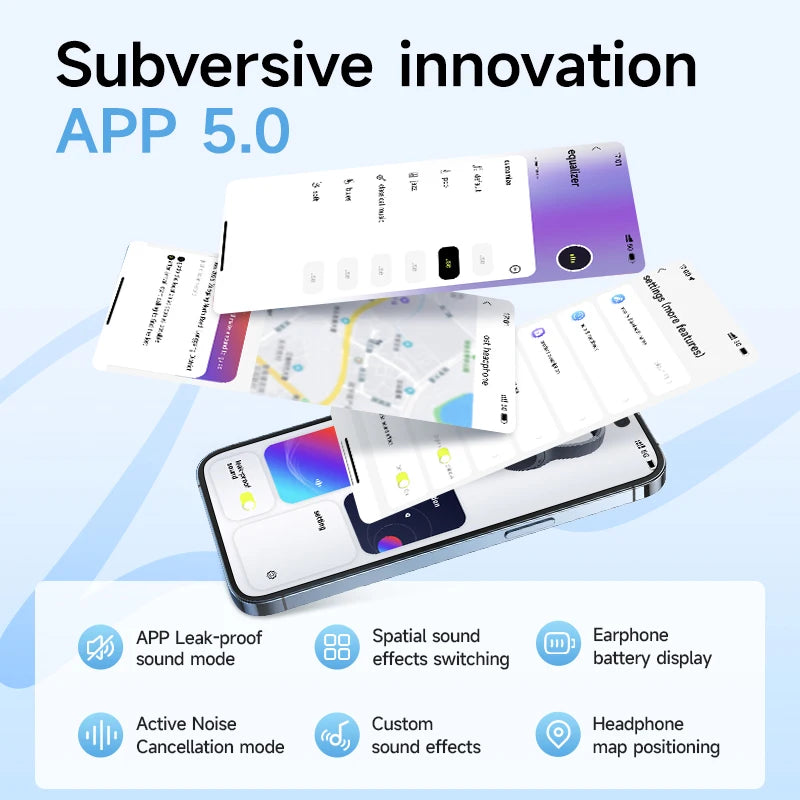 Picun F1 ANC Wireless Bluetooth 5.4 Hi-FI Audio Headphones 43dB Adaptive Noise Cancelling Headsets 40mm Driver 80H