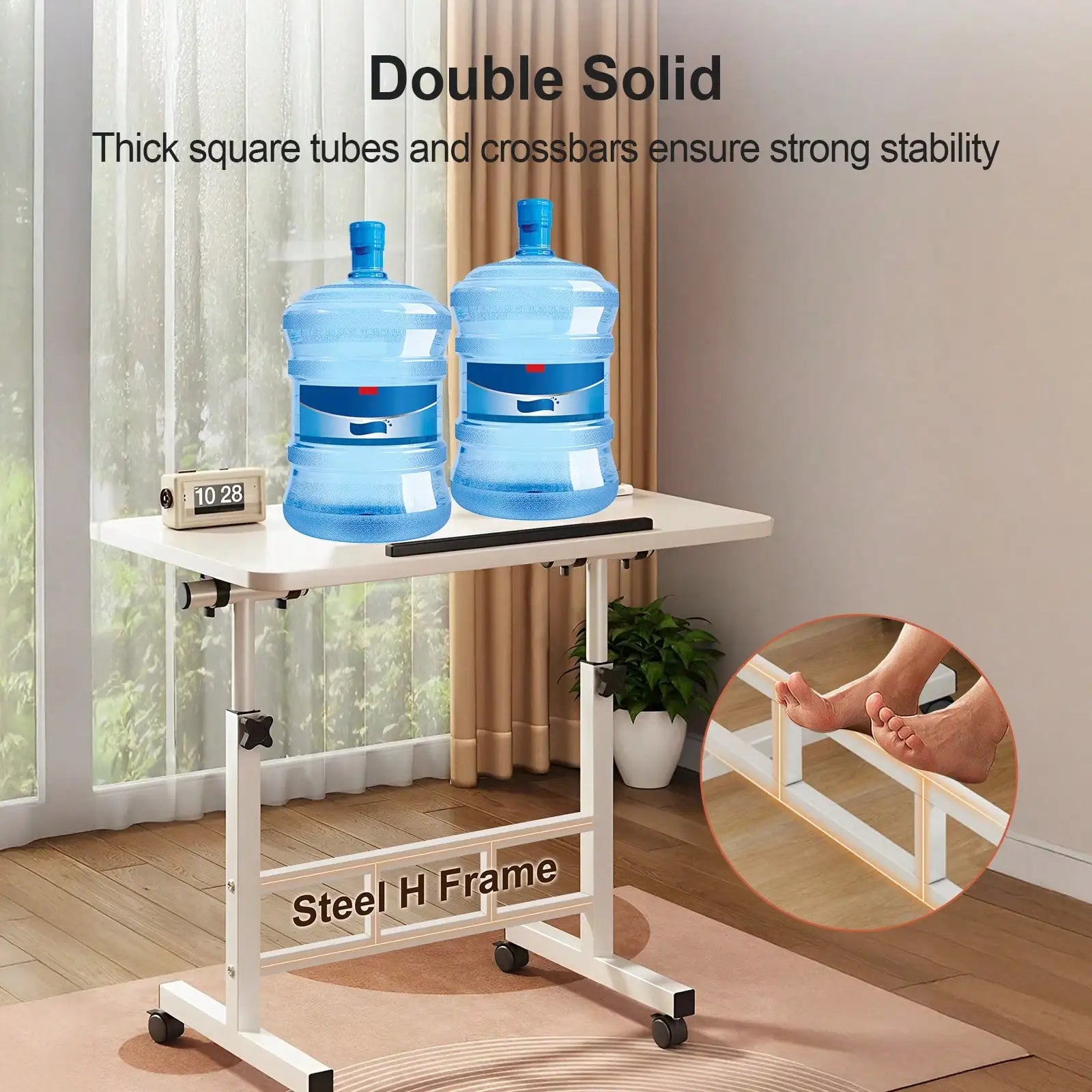 Height Adjustable Standing Desk 23.6’’-35’’ Ergonomic Mobile Computer Table w/Wheels Space-Saving Folding Desk