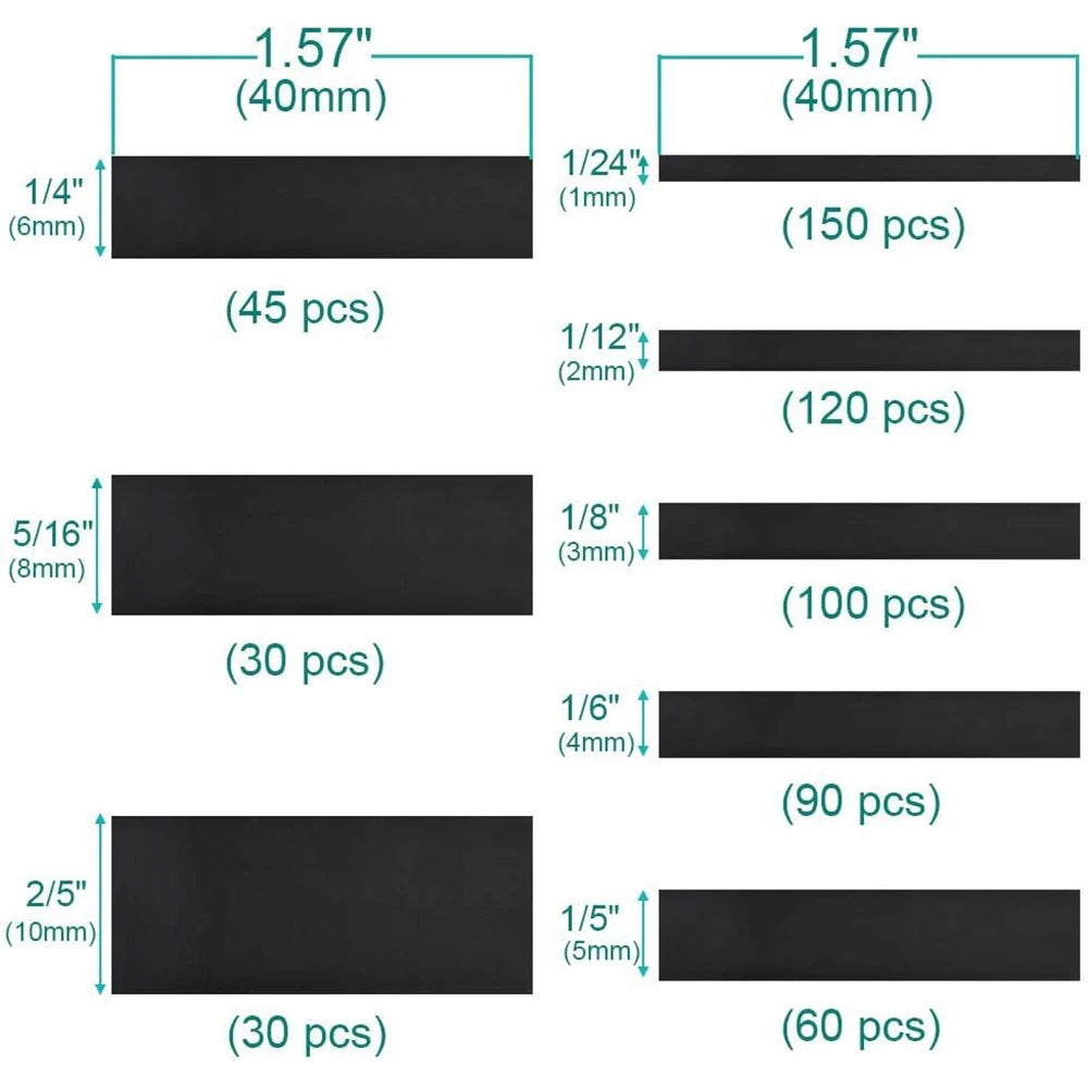 127Pcs Durable Heat Shrink Sleeving Tubing Tube Assortment Kit Electrical Connection Electrical Wire Wrap Cable