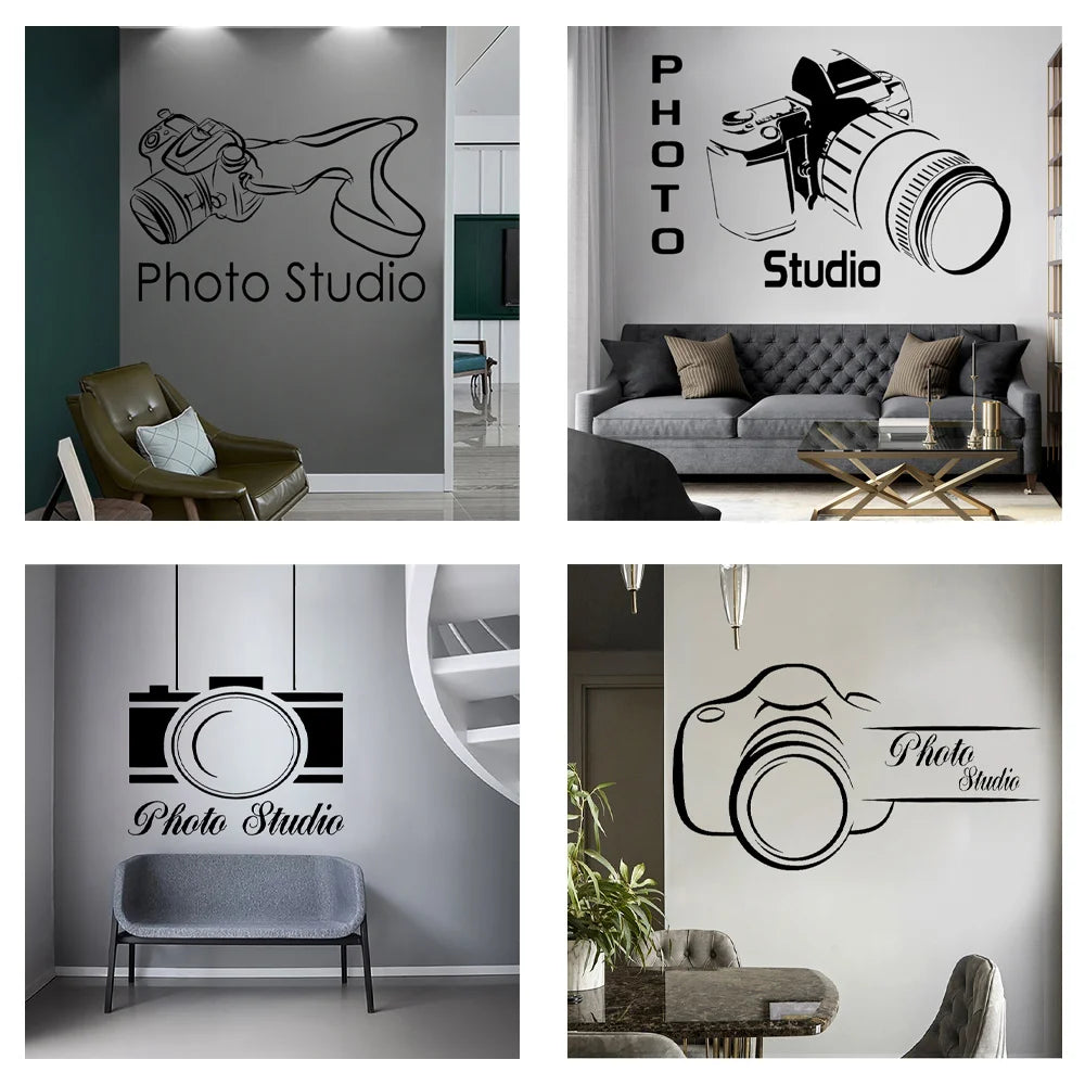 Photography Studio Logo Wall Decal Vinyl Window Sticker Camera Art Decorations for Business Room Office Photo Studio
