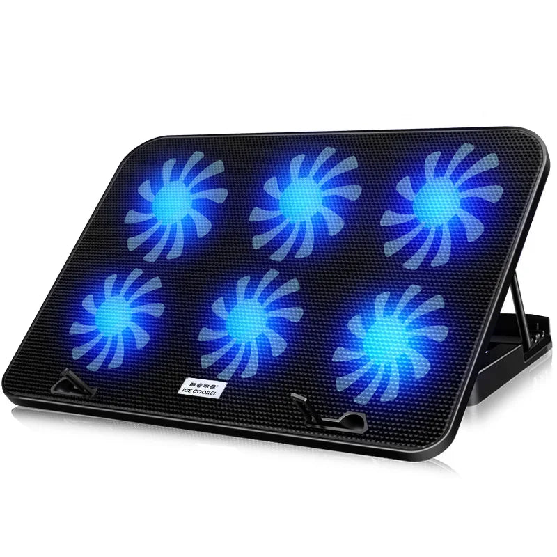A9 Gaming RGB Laptop Cooling Base 2 USB Ports 6 Fan Gaming LED Light Notebook Cooler For 13-18 Inch For Macbook Laptop