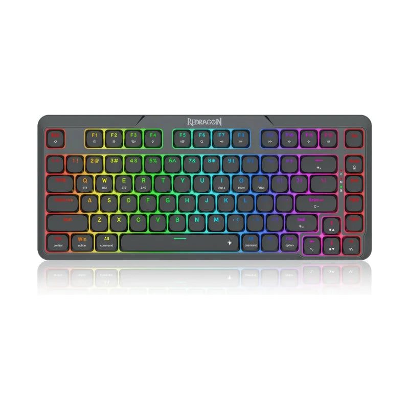 Redragon K706 PRO 75% Wireless Gasket RGB Gaming 3-Modes 82 Keys Low-Profile Linear Red Switch Keyboard - Red Switch