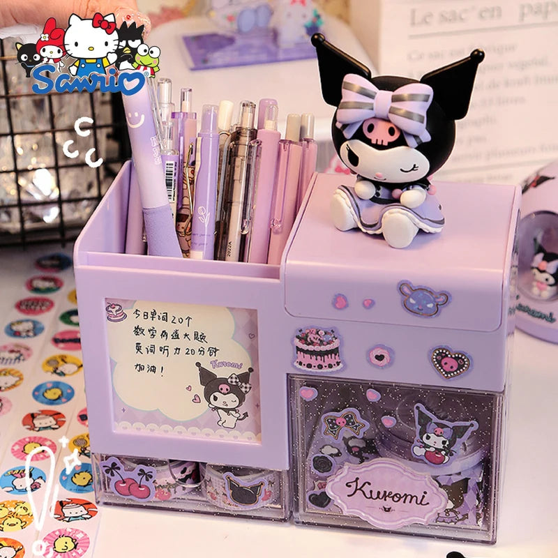 2024 Sanrio Multifunctional Pencil Holder Large Cute Children’s Girl Cinnamoroll Kuromi Student Desktop Stationery