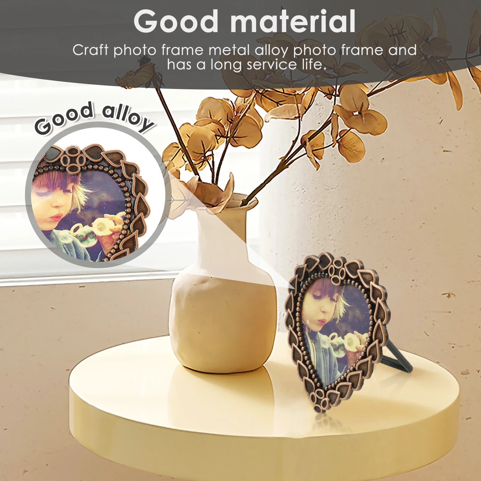 8Pcs Photo Frame Vintage Picture Frame Metal Picture Holder Photo Display Frame for Gallery Office Tea House Office