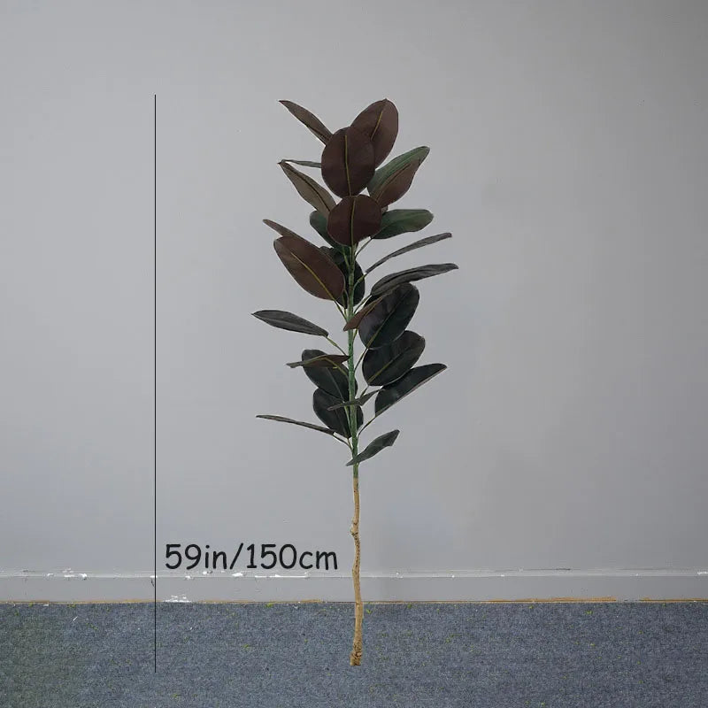 13-70in Large Ficus Tree Artificial Rubber Tree Plastic Banyan Plants Real Touch Banyan Leaves For Home Garden Shop