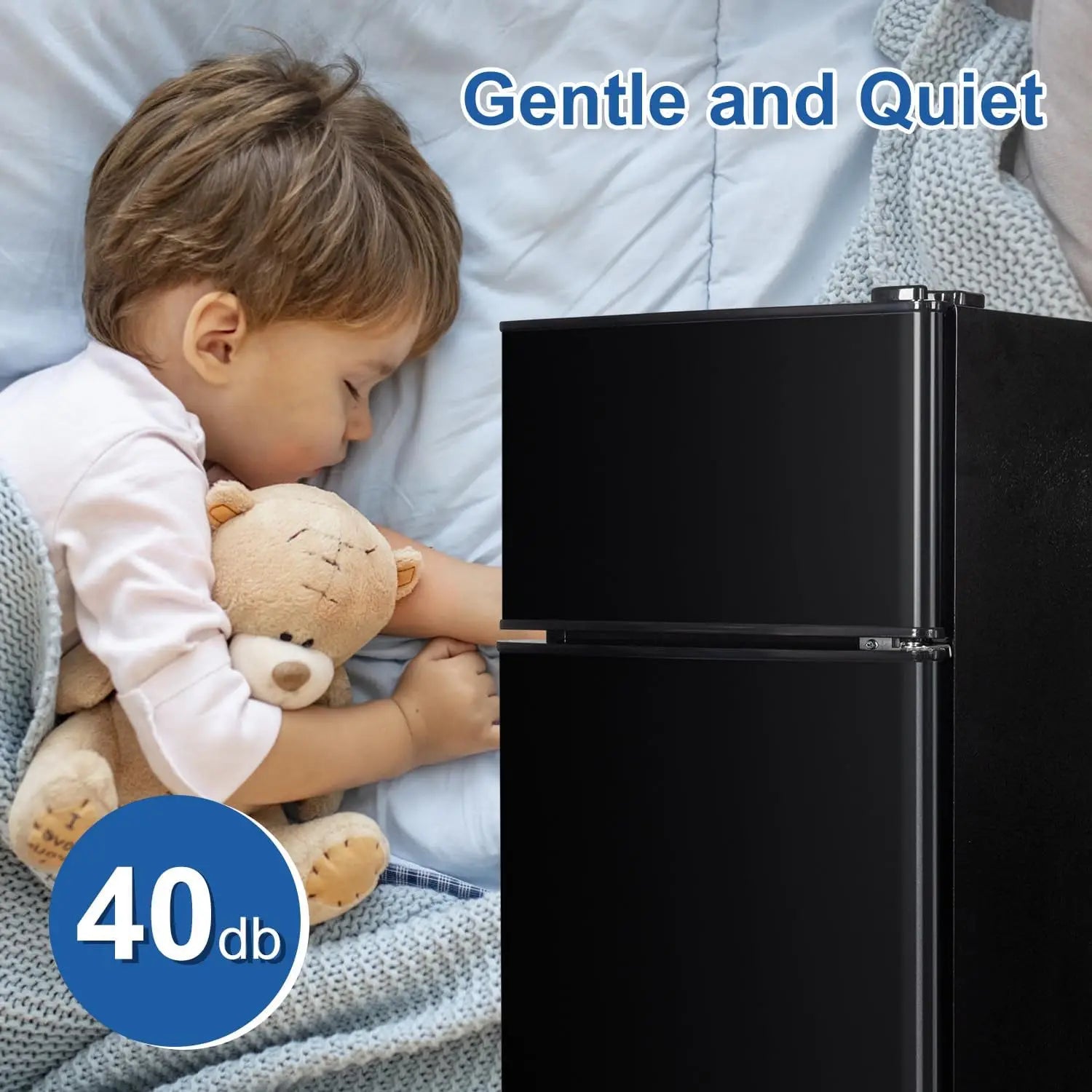 Mini Fridge with Freezer on Top 3.2 Cu.Ft Compact Refrigerator with 7 Levels Adjustable Thermostat Small Refrigerat