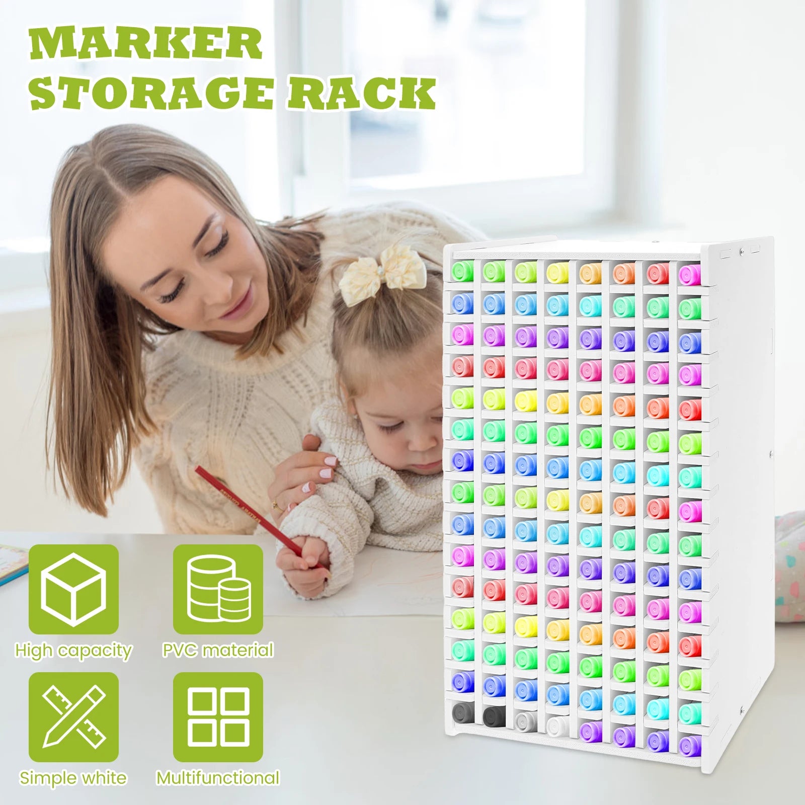 120/204 Slots Art Marker Pencil Storage Rack Large Capacity Watercolour Brushes Organizer Rack Dustproof Marker Holder