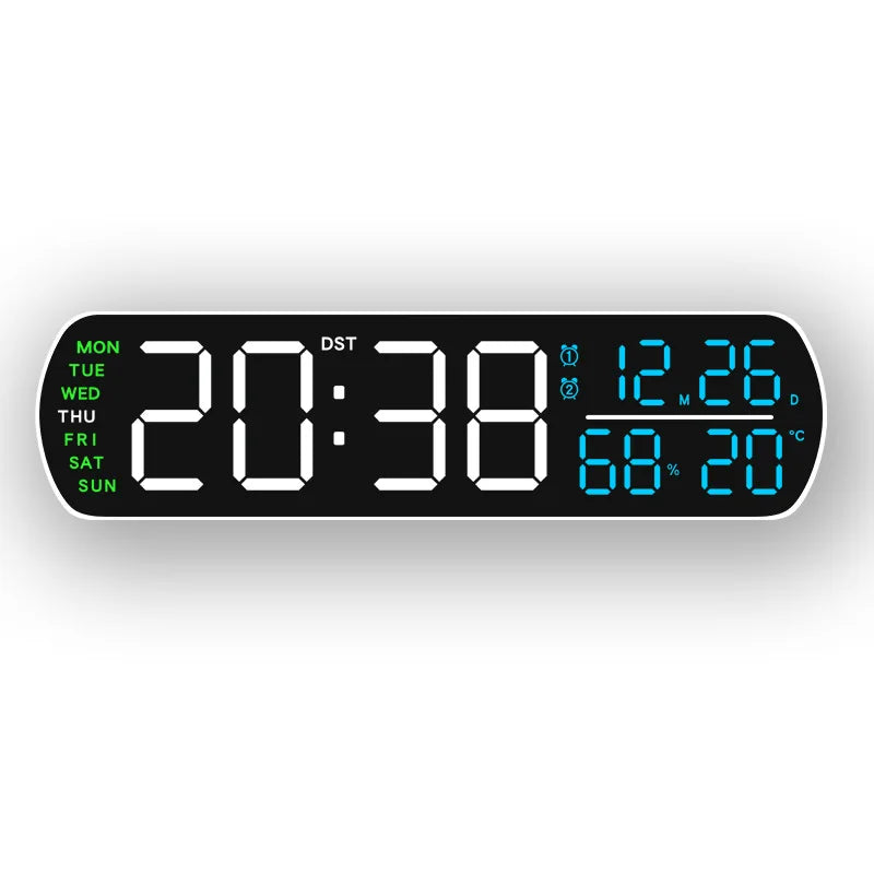 LED Alarm Clock TEMP Humidity Date Week Display Dual Alarm Timer Countdown DST Snooze Auto Dimming 12/24H Digital Table