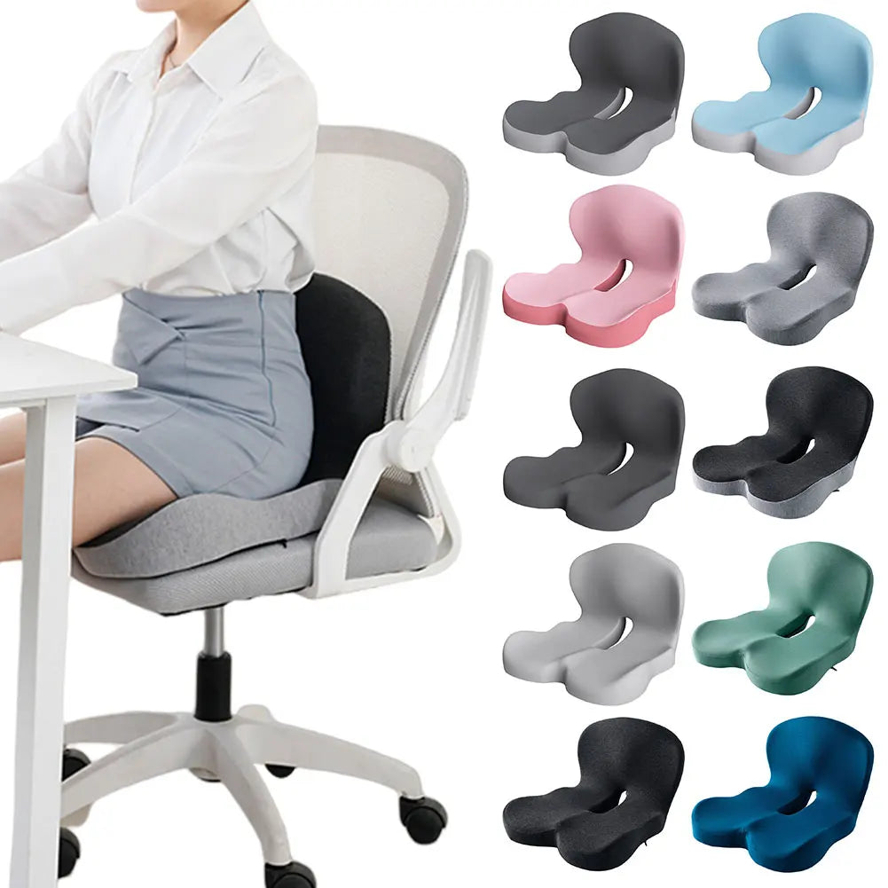 Memory Foam L-Shaped Integrated Seat Cushion with Lumbar Support Office Chair Cushion for Office Workers Car Drivers