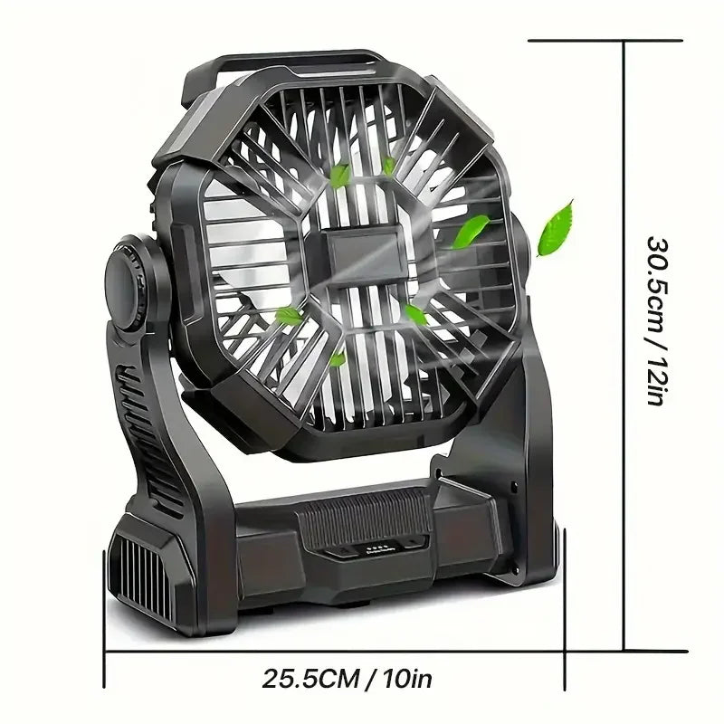 Three-In-One Portable Camping Style Fan with Led Light Rotating Hook Mobile Phone Emergency Power Supply Function USB