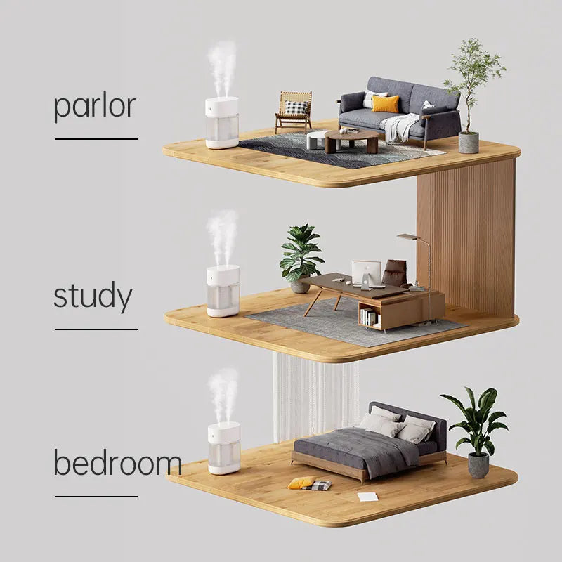 Smart Air Humidifier Large Capacity With 2 Nozzles USB Electric Aroma Diffuser Essential Oil Purifier For Home Office