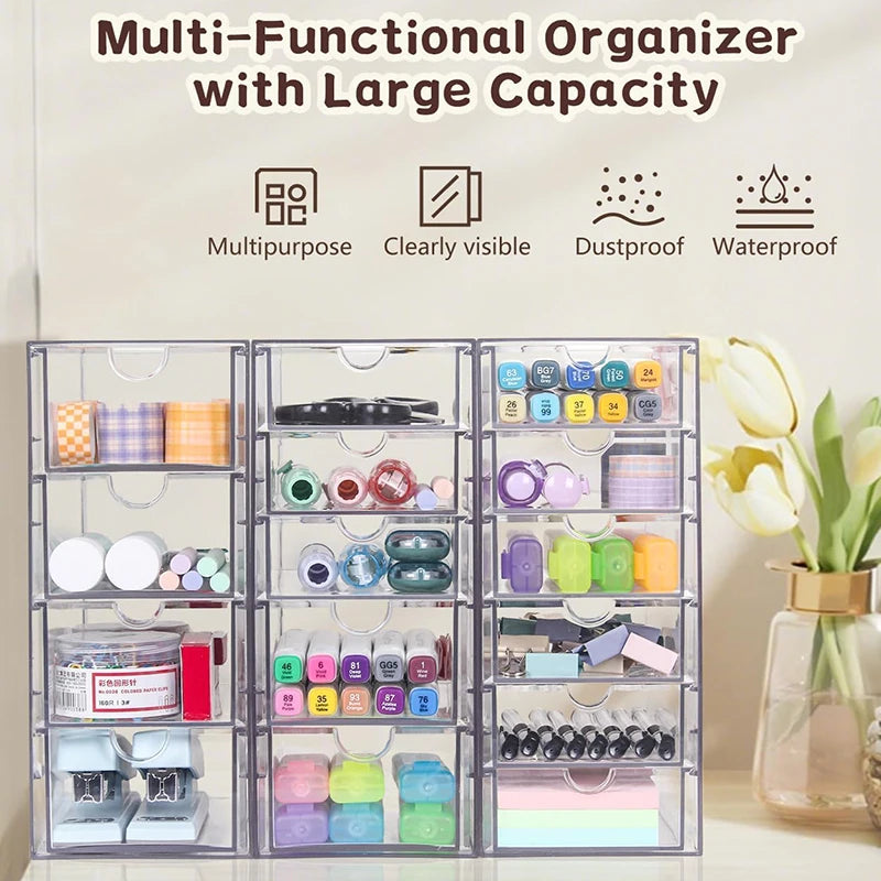 Transparent marker pen storage box desktop stationery pen holder storage box for watercolor painting pens.