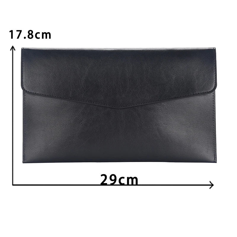 A5 Leather Document Storage Bag Folder Data Packet Man Woman PU Brown Business Bill File Bag School Office Supplies