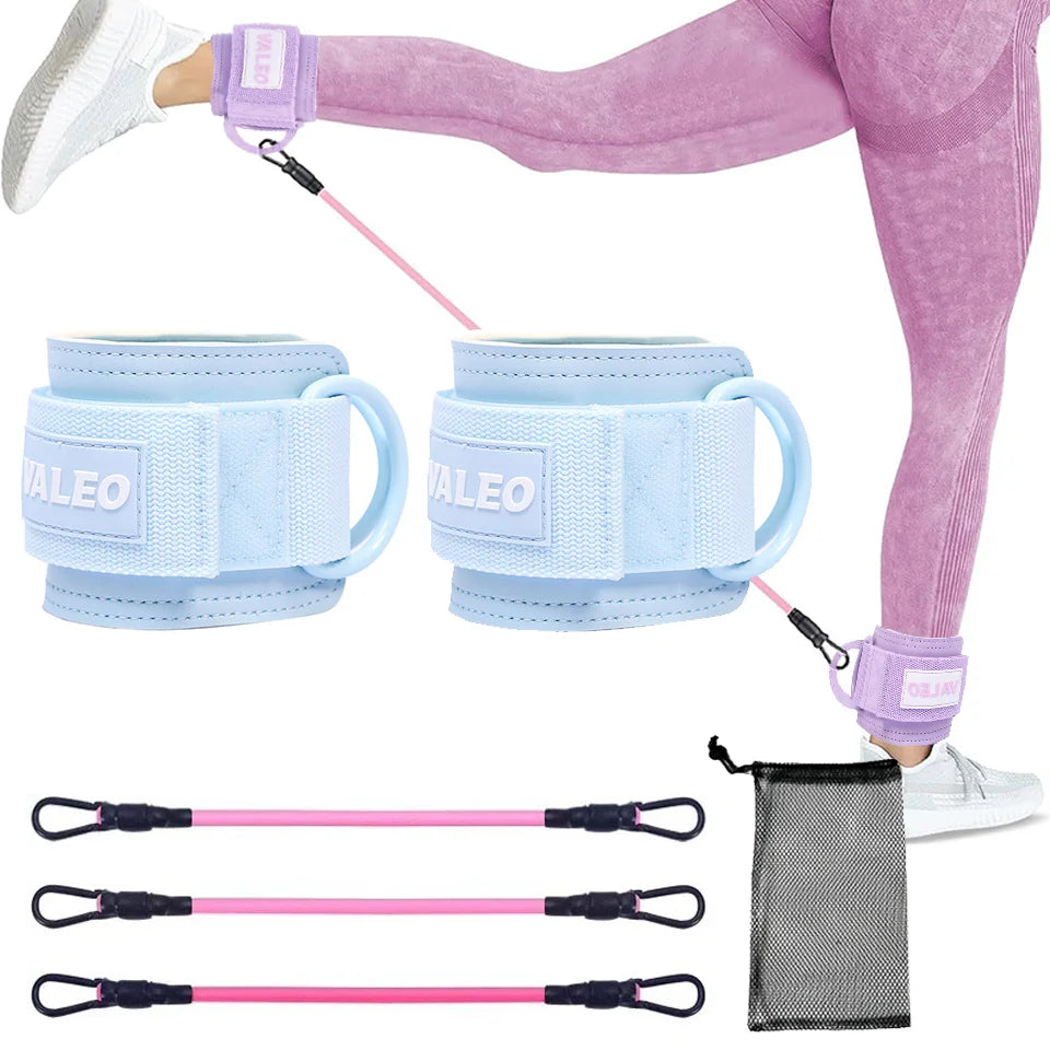 LOOGDEEL Resistance Bands Set Ankle Straps Adjustable Foot Support Padded Cuff Ankle Weight Leg Training Brace Yoga