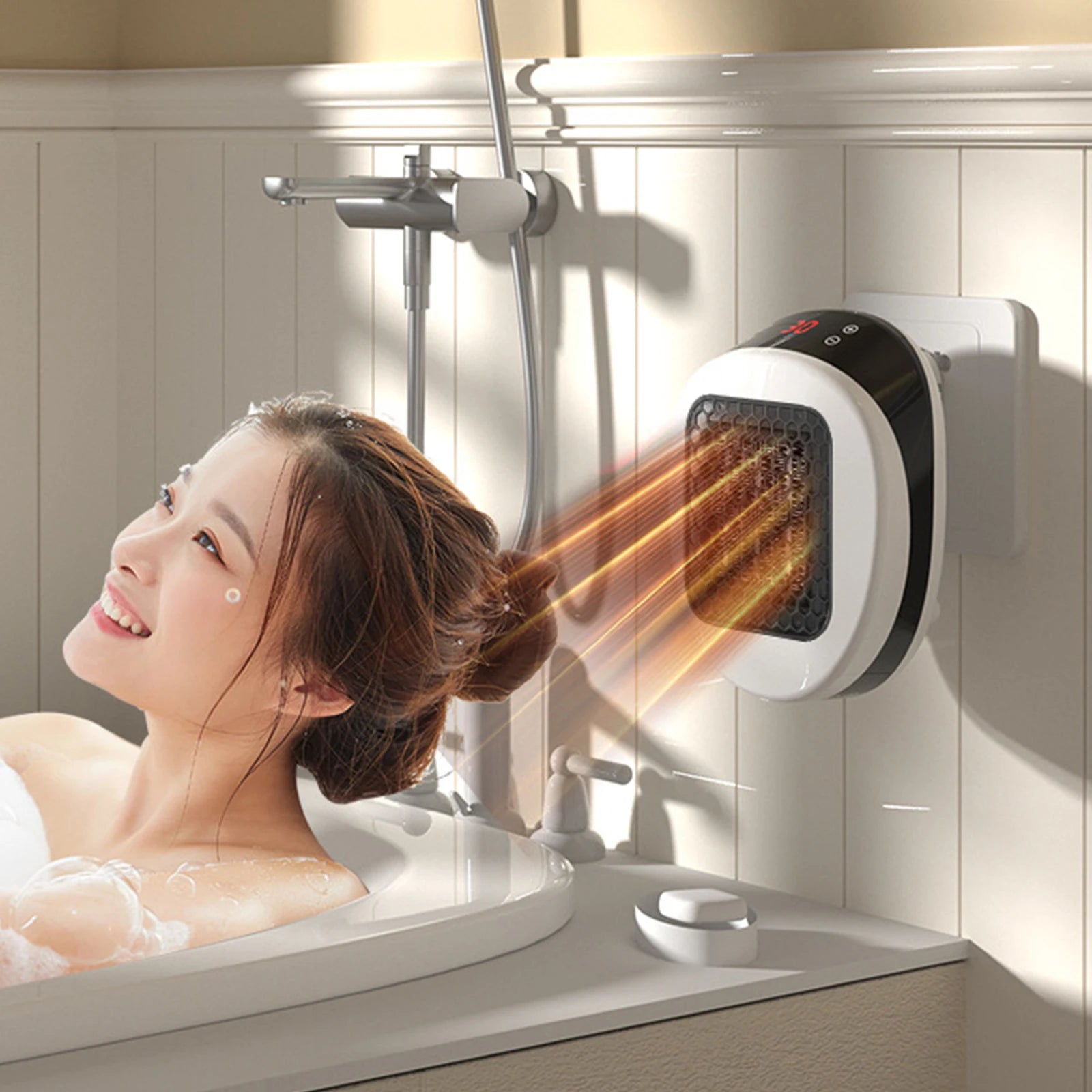 Plug in Heater 600W Wall Outlet Space Heater with Remote 12H Timer Portable Electric Heater for Bathroom Office Bedroom