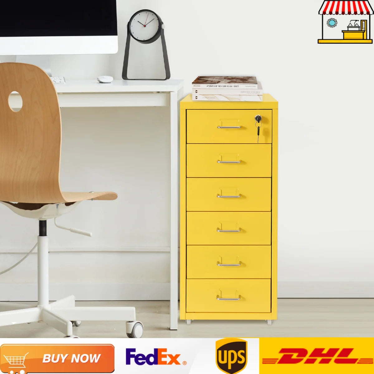 lockable-rolling-metal-file-cabinet-6-drawer-home-office-document-storage-container-with-wheels-off-white-green-yellow