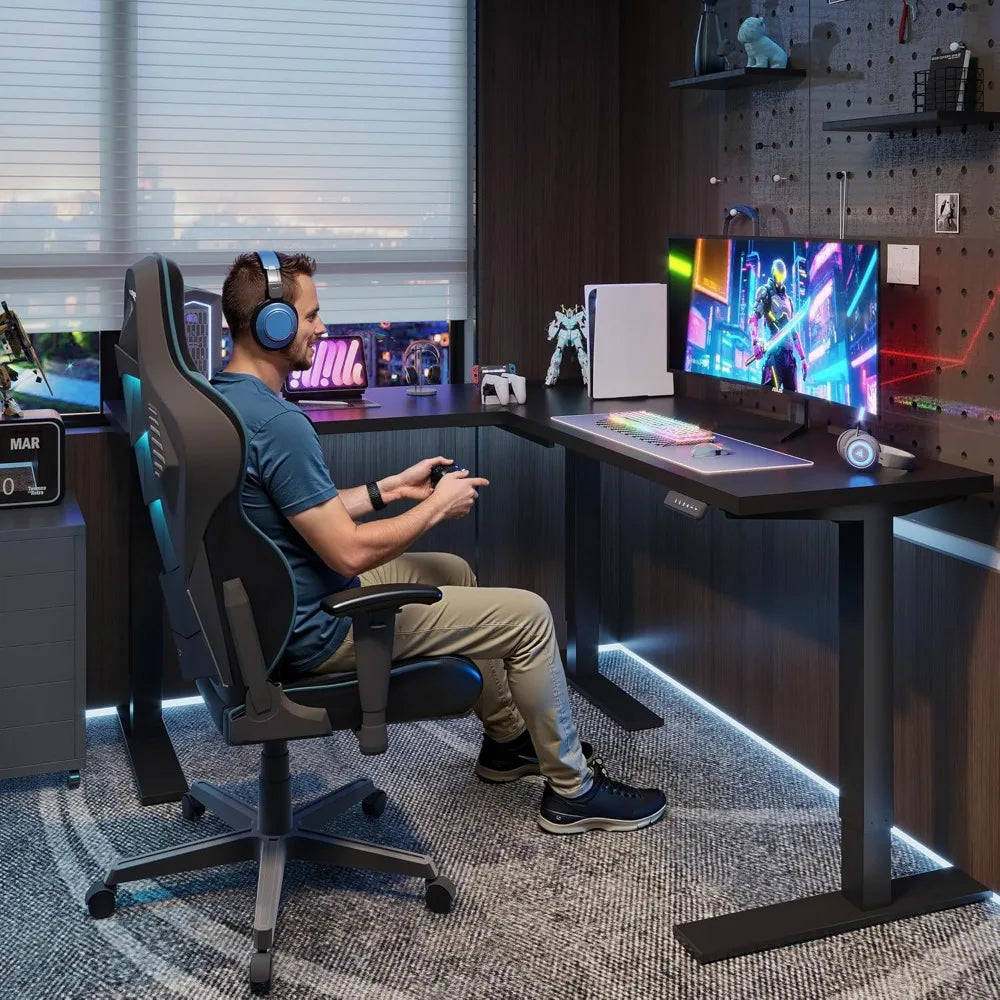 L Shaped Standing Desk Adjustable Height Electric Corner Standing Desk,71 x 63 inch Sit Stand Computer Table