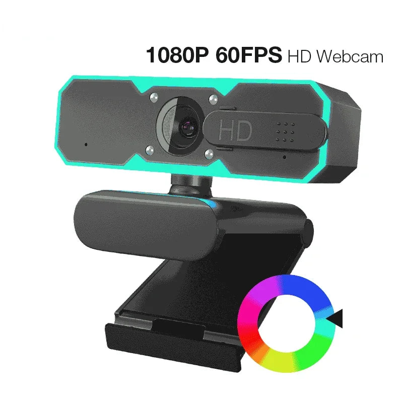 1080p 60fps RGB Led Light Game Webcam USB Camera For Gaming PC Computer Laptop Video Web Cam With Microphone 7 Color