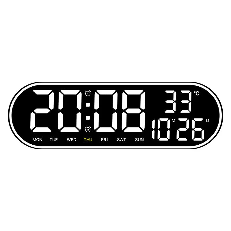 LED Digital Wall Clock Remote Control Electronic Mute Clock with Temperature Date Week Display 15-inch Timing Function