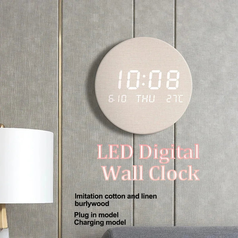 LED Digital Wall Clock Temperature Date Time Multi-function Display Living Room Home Bedroom Silent Clock Fashion Wall