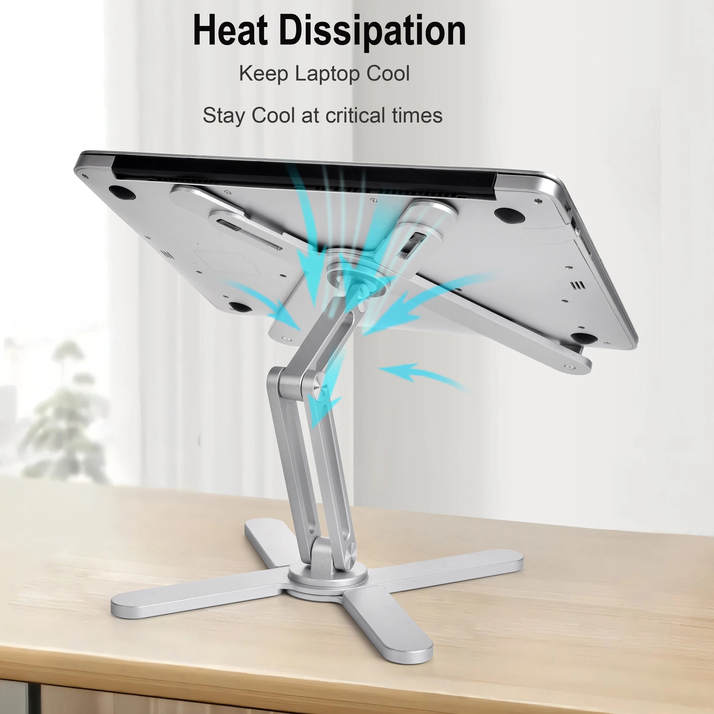 Foldable Laptop Stand 360°Rotation Notebook Table Adjustable Aluminum Alloy Holder Portable X Type Bracket for 10-17