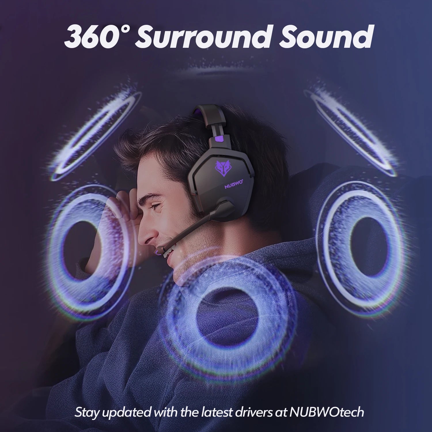 NUBWO G06 Dual Wireless Headsets Gamer with Microphone for PS5 PS4 PC Mobile Switch 2.4GHz Bluetooth 5.3 Gaming