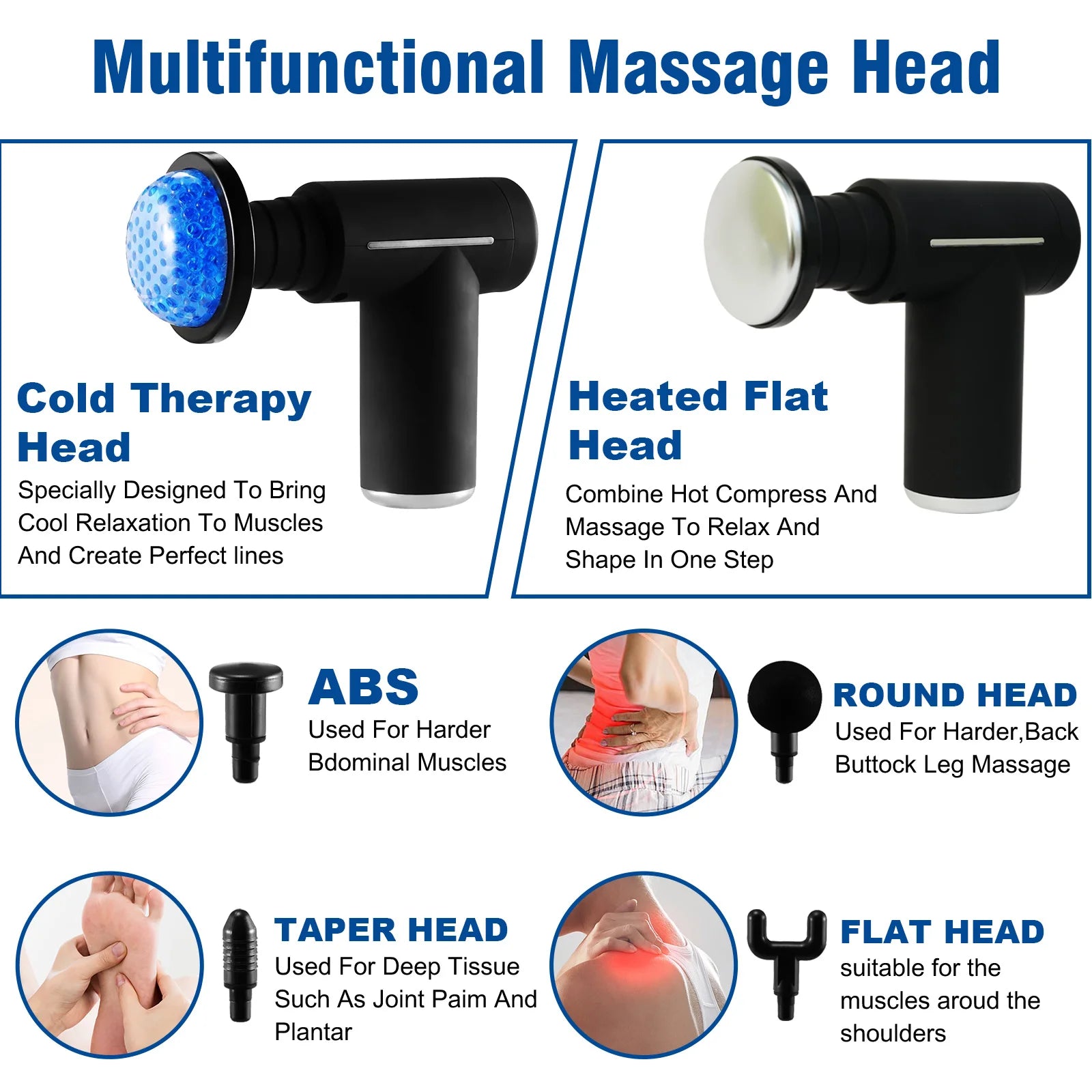 Hot Cold Therapy Massage Gun Professional Level Muscle Relaxation Body Exercise Deep 6 Heads 6 Speeds For Body Back
