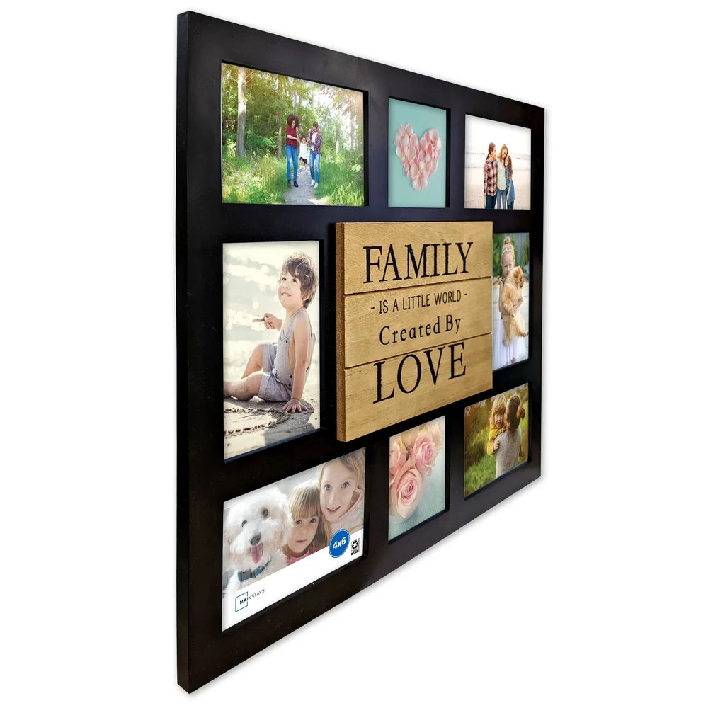 8 Opening Sentiment Picture Frame Black Collage Family Love MDF Wall Decor Perfect Home Office Gift - United States