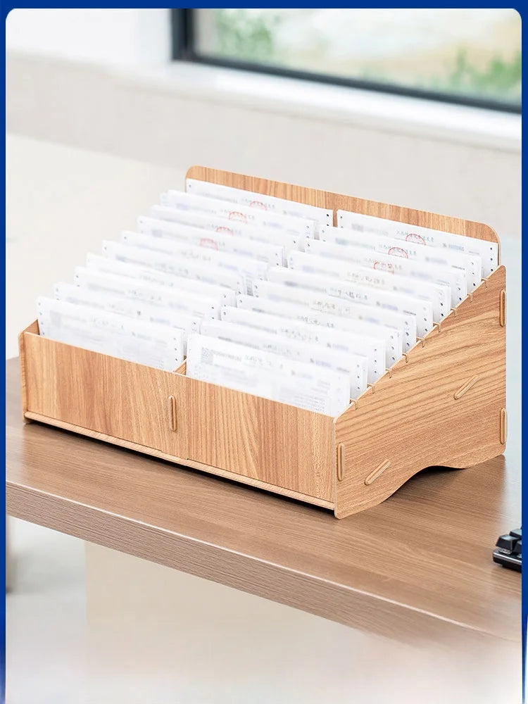 Financial Accounting Document Storage Box Single Receipt Organizer Desktop Storage Box Industrial Sle Wood Made