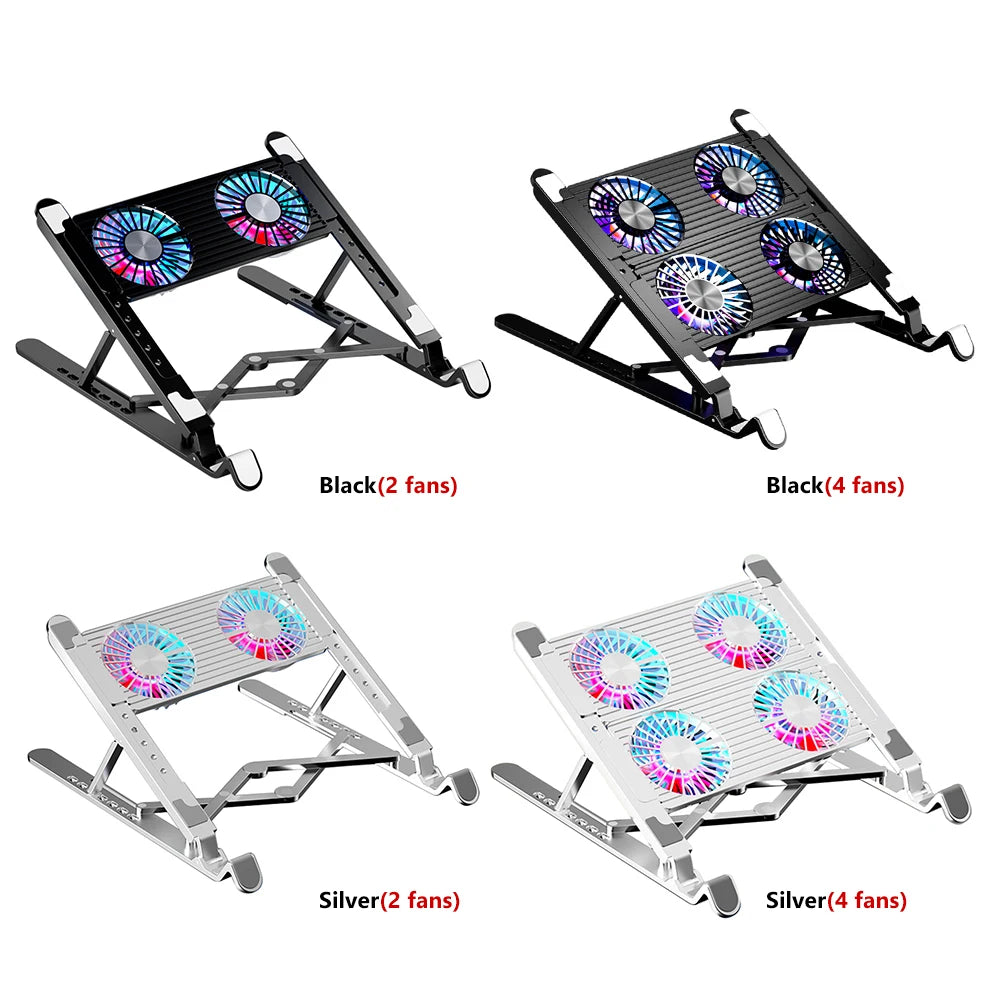 Laptop Cooling Pad with 2/4 Fans Foldable Gaming Laptop Cooler Fan RGB Silent Portable Laptop Holder for 11-17.3 Inch