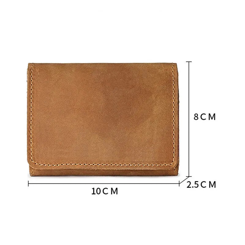 Vintage Crazy Horse Leather Credit Card Wallet Mens Real Cowhide Slim ID VIP Cards Bags Small