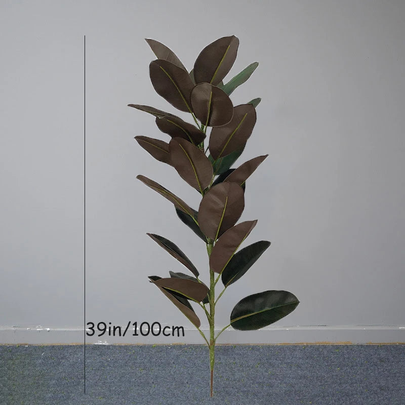 13-70in Large Ficus Tree Artificial Rubber Tree Plastic Banyan Plants Real Touch Banyan Leaves For Home Garden Shop