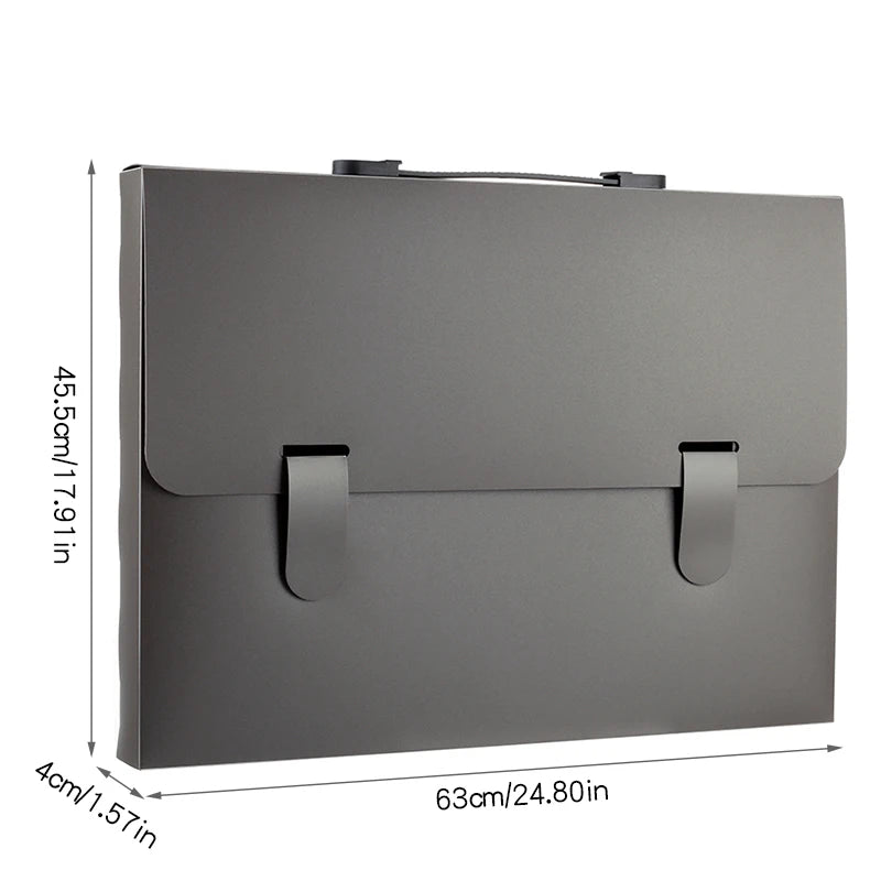 A3 Handheld File Storage Bag Large-Size Document Organizer Office Portfolio Folder 4K Artwork Storage Holder - Brown-4K