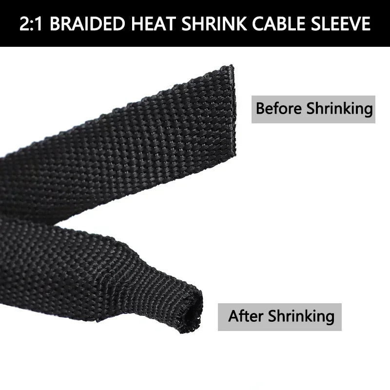 1~50m Braided Cable Sleeve Diameter 4~30mm PET Heat Shrink Tube Insulation Flam Retardant Shrinkable Wire Wrap Sheath